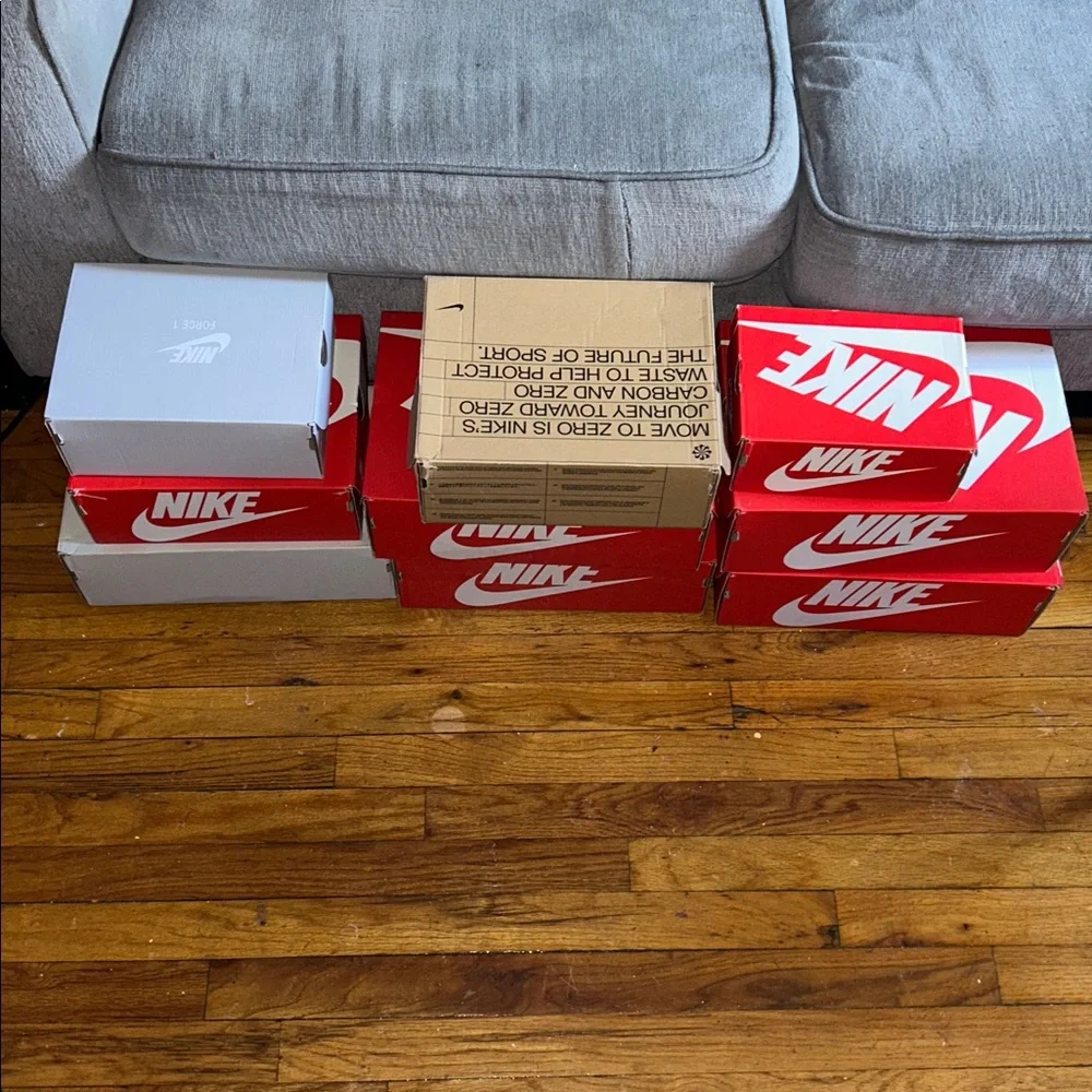 10 Nike Shoe Box Set - Red, White, Tan, Gray